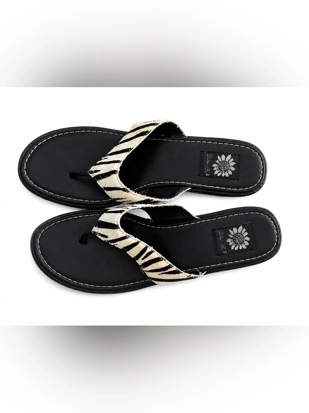 Yellow Box Zebra Print Wedge Flip Flop Sandals - Picture 3 of 3